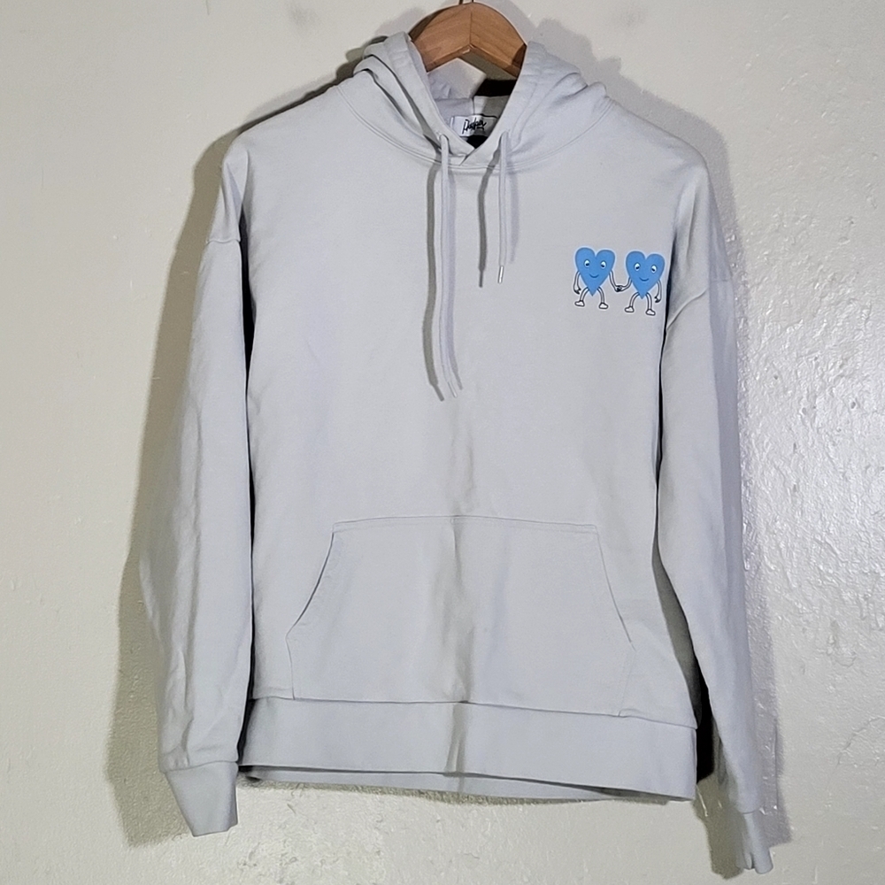 Oversized White Hoodie with Blue Graphic Text - Picture 3 of 9